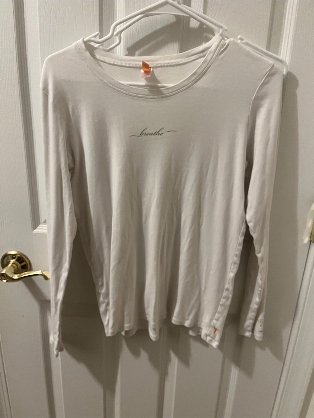 Vintage Lucy Long Sleeve "Breathe" White Yoga Tee Size L